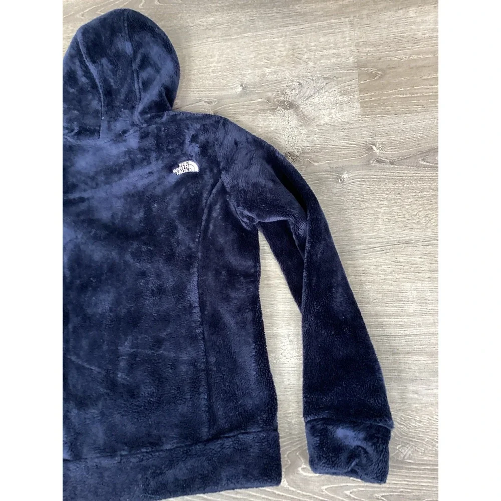 The North Face womens Size XS fuzzy fleece Osito hooded sweatshirt pullover blue